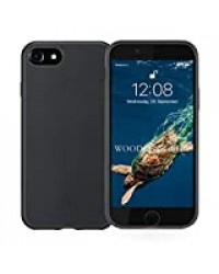 Woodcessories - Coque Compatible avec Coque iPhone Se 2020 Noir, Coque iPhone 8, iPhone 7/6/ 6s biodégradable, fabriqué des Plantes - Zéro déchet