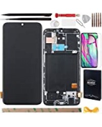 YHX-OU 5.9" AMOLED pour Samsung Galaxy A40 A405F A405FN A405FM Écran LCD Ensemble de numériseur Tactile Remplacement d'écran avec Outil d'installation +1 Piece Film trempé (Noir+Cadre)