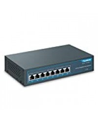 YuanLey 8 Port Gigabit PoE Switch, 8 PoE+ Port 1000Mbps, 120W 802.3af/at, Metal Fanless Unmanaged Plug and Play