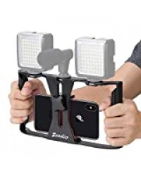 Zeadio Smartphone Vidéo Rig, Téléphone Films Mount Handle Grip Stabilisateur, Filmmaking Enregistrement Rig Case pour Video Maker Cinéaste Vidéaste - Convient iPhone, Samsung, et Tous Les téléphones