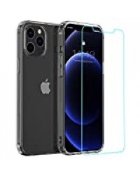 ZELAXY Coque Transparent Compatible avec IPhone 12 / iPhone 12 Pro (6,1) - Étui Arrière Rigide Antidérapante en PC Ne Jaunit Pas + Protecteur D'écran - Bleu