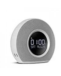 Zks LED Réveil, Bluetooth Alarme LED Horloge Stéréo Haute Qualité Mini Haut-Parleur Réveil avec Radio FM Et Fonction D'appel pour Les Chambres De Chevet Bureau,Blanc